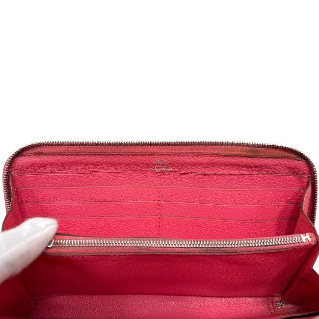 Hermes Round Zipper Long Wallet Azap Pink Rose Lipstick