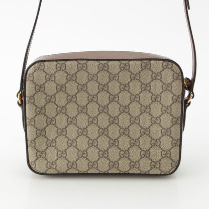 Gucci 1955 Horsebit GG Supreme Canvas Crossbody Gold Shoulder Bag 645454 Brown