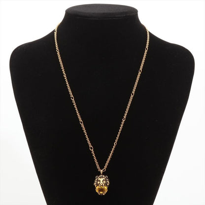 Gucci Michele Period Lion Head Necklace GP X Stones Gold X Yellow Made In Italy