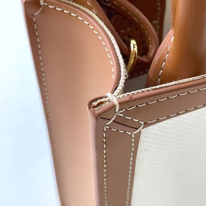 Celine Printed Canvas MINI Cabas Vertical Leather X Canvas Off White X Light