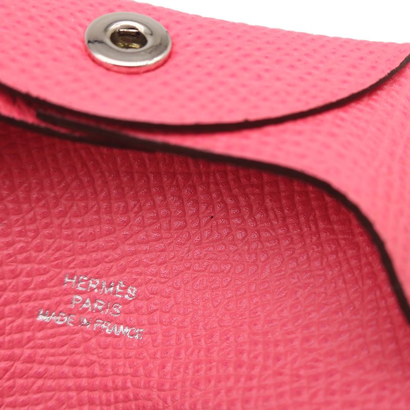 Hermes Coin Case Bastia Vaux Epson Rose Azalea Silver Hardware Coin Purse