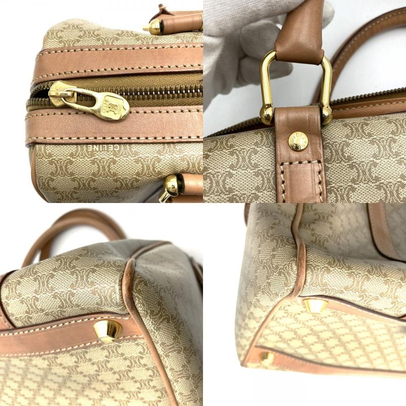 Celine M14 Handbag Mini Boston Macadam PVC Leather Beige Travel Vintage Ladies
