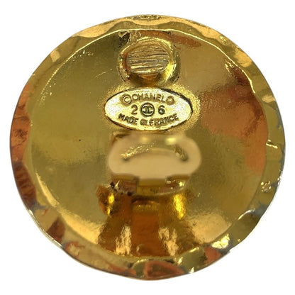 Chanel Vintage Matelasse Coco Mark Gold Plated Earrings 2 6 Engraved Ladies