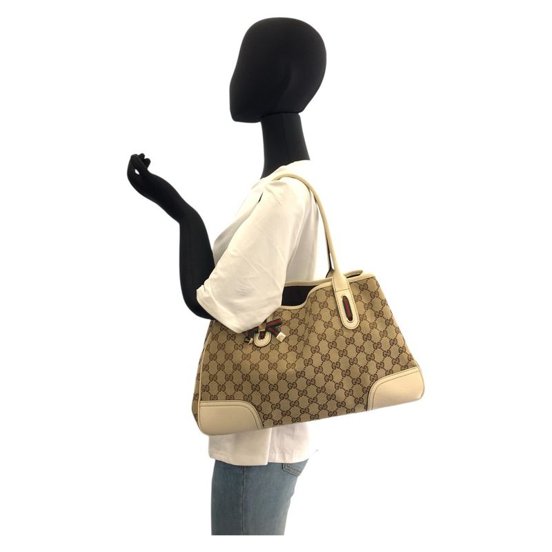 Gucci Princy Sherry Line Beige GG Canvas 163805 Tote Bag Shoulder Bag Women