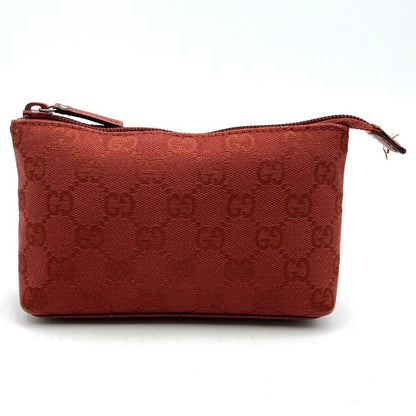 Gucci 115237 Pouch Small Makeup Pouch Makeup Case GG Canvas Red Women's Fashion