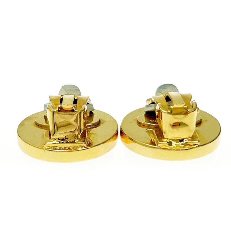 Chanel GP 26 Coco Mark Round Earrings Gold Black 370444 Earrings