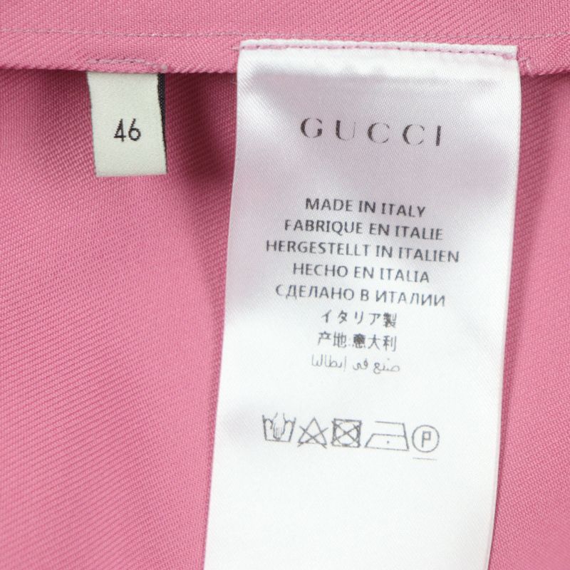  Gucci 498598 Long Sleeve Long Sleeve Shirt Pink 46 Genuine