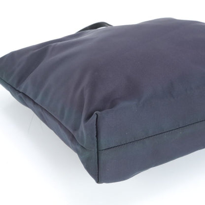 Prada Tessuto Nylon Triangle Logo Leather Tote Bag Shoulder Hand Navy Genuine