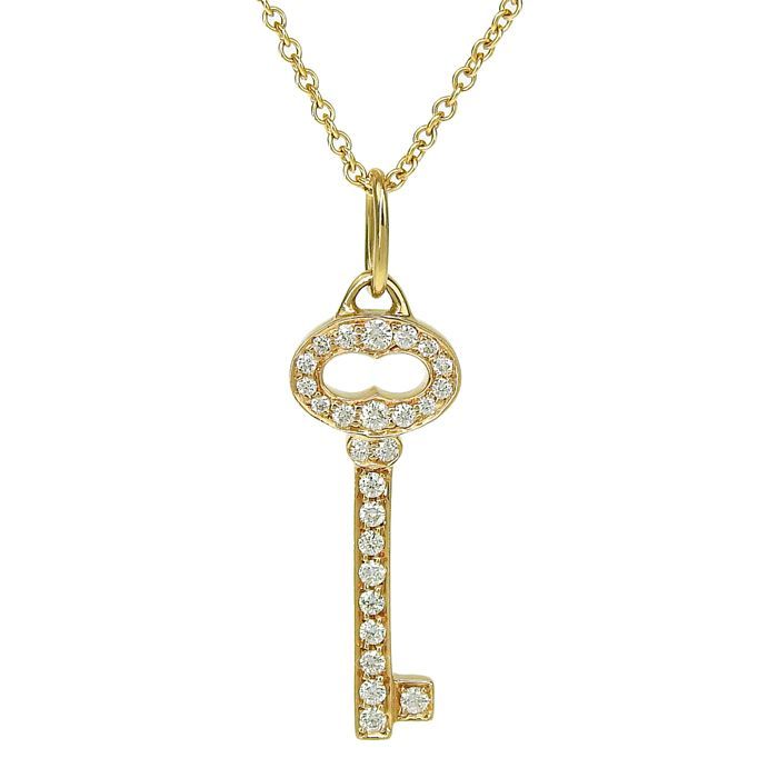 Tiffany & Co Oval Key Diamond Necklace 18K Yellow Gold 750 Yellow Gold Diamond