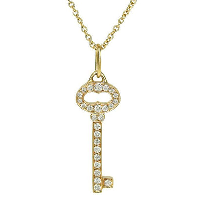 Tiffany & Co Oval Key Diamond Necklace 18K Yellow Gold 750 Yellow Gold Diamond