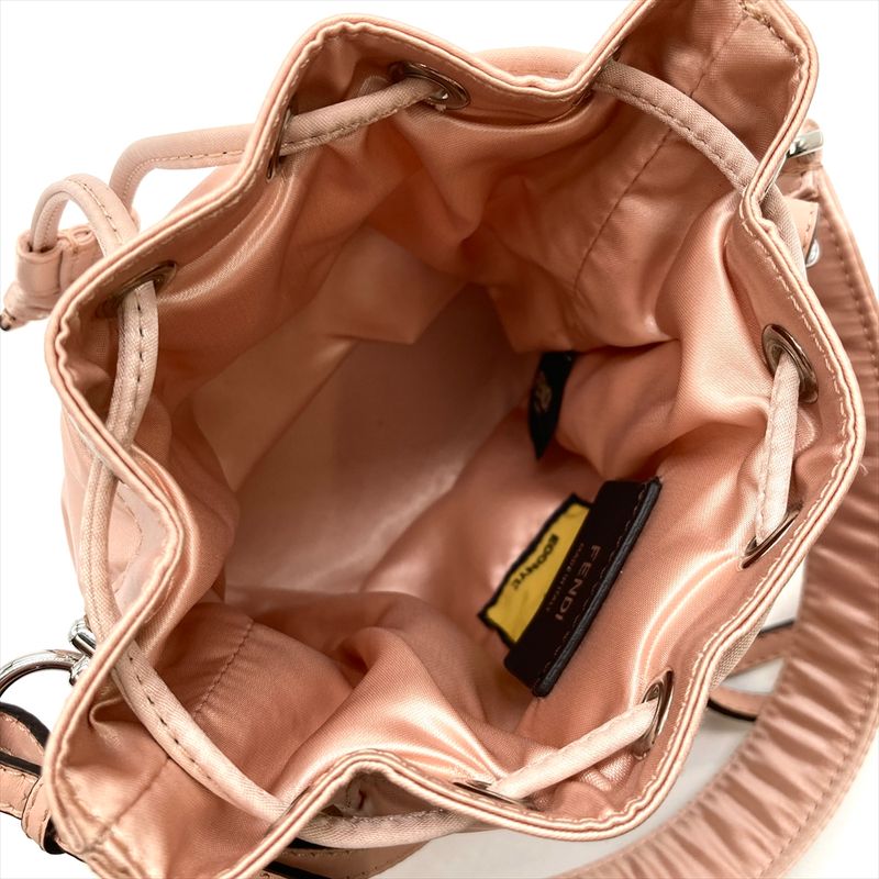 Fendi Montresor Mini Satin Shoulder Bag 2WAY Nylon Pink Silver Hardware Women