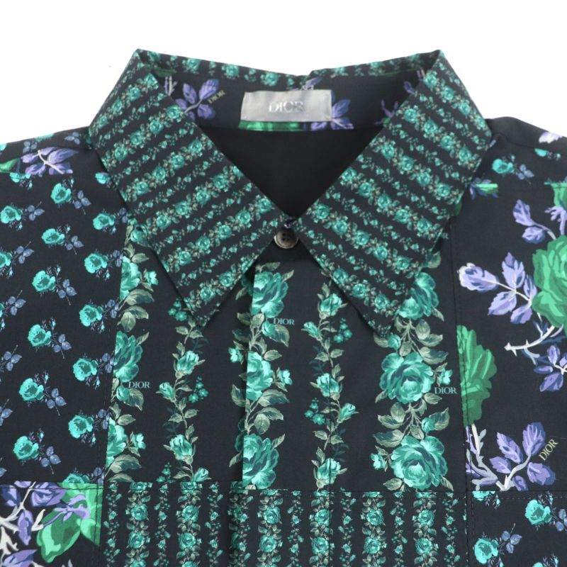  DIOR Homme 293c517a5679 100% Cotton Floral Print Flap Short Sleeve Short