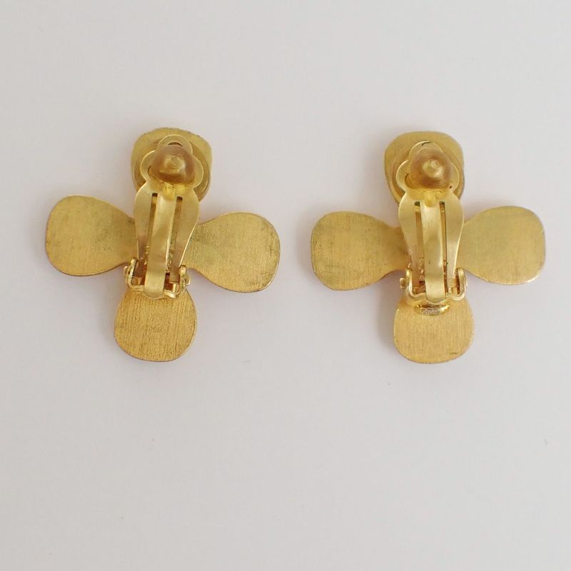 Chanel Earrings CC Gold Stones Flower 86fa446