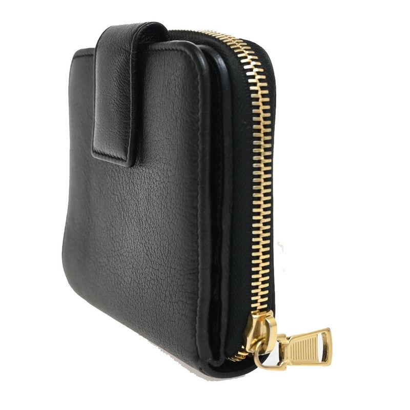 YVES Saint Laurent Yves Saint Laurent Compact Wallet Bifold Wallet Zipper Black