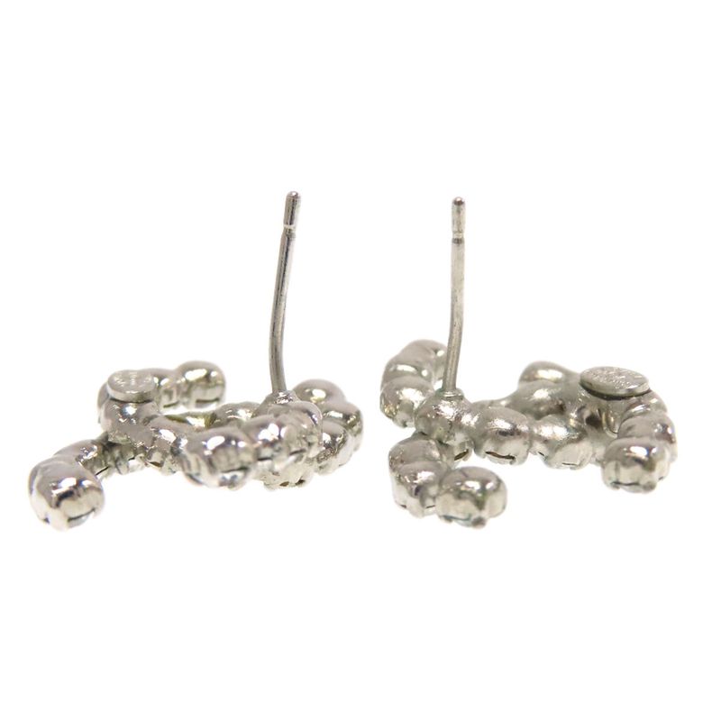 Chanel Coco Rhinestone Earrings Metal Women