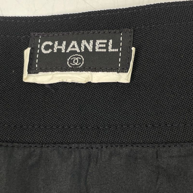 Chanel Coco Button Wool Skirt Black