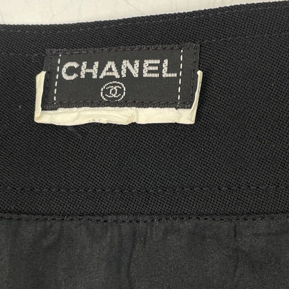 Chanel Coco Button Wool Skirt Black