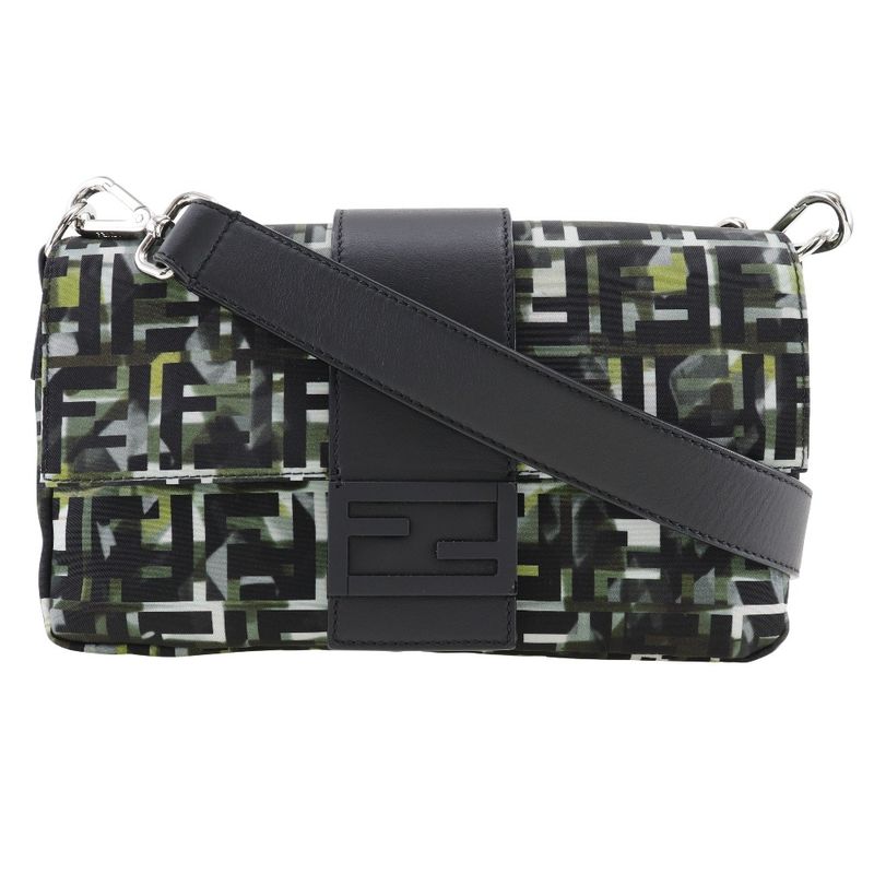 Fendi Mamma Bucket 3WAY Body Clutch Zucca Camouflage Pattern 7va472 Nylon Black