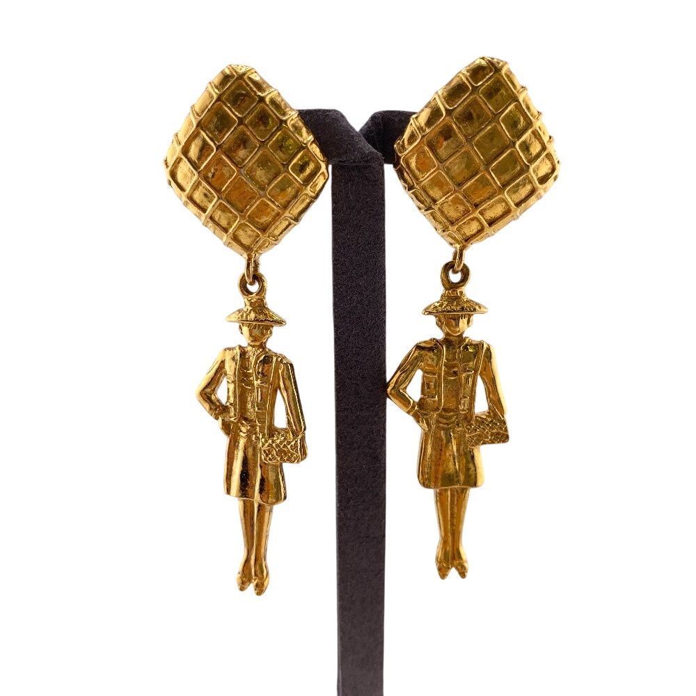 Chanel Mademoiselle Earring Brand Accessories Jewelry Gold Women'S