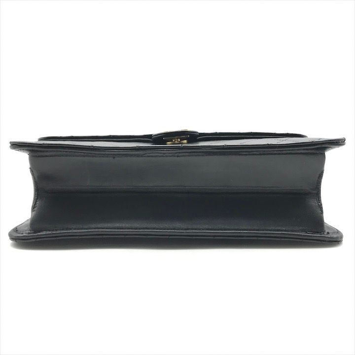 Chanel CC Logo Quilted Lambskin Push Lock Chain Shoulder Bag Black