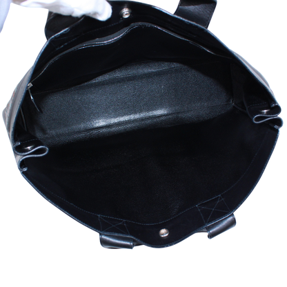 Hermes Fourre Tout MM Leather And Chevre Black Handbag Silver