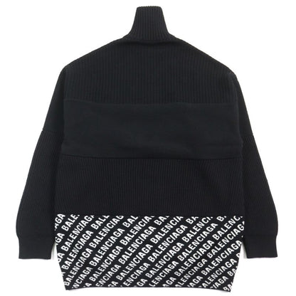 Balenciaga 20AW 641734 Oversized Half Zip Knit Sweater With Logo Pattern