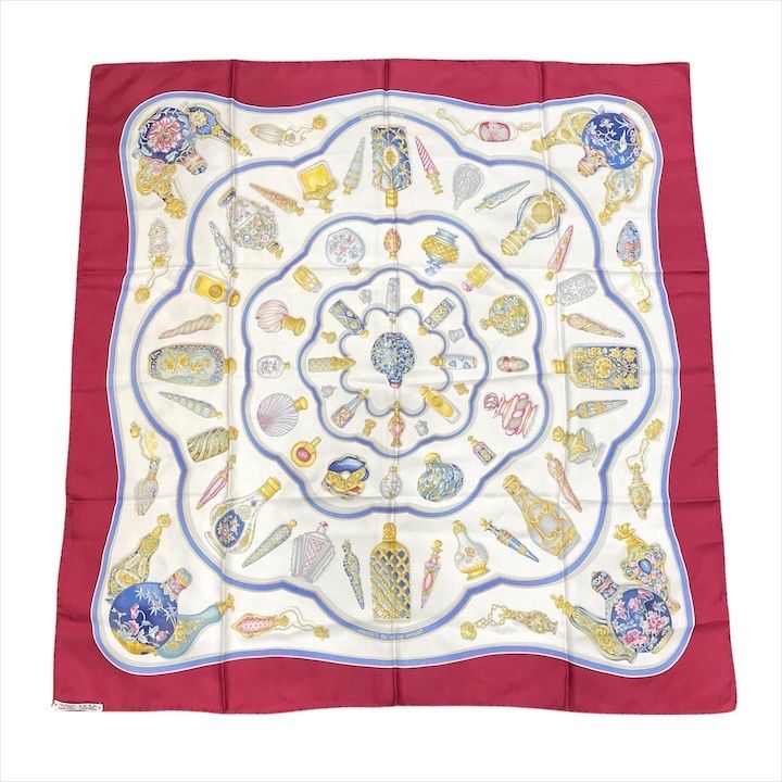 Hermes Carre 90 Large Scarf Shawl Silk Perfume Pattern