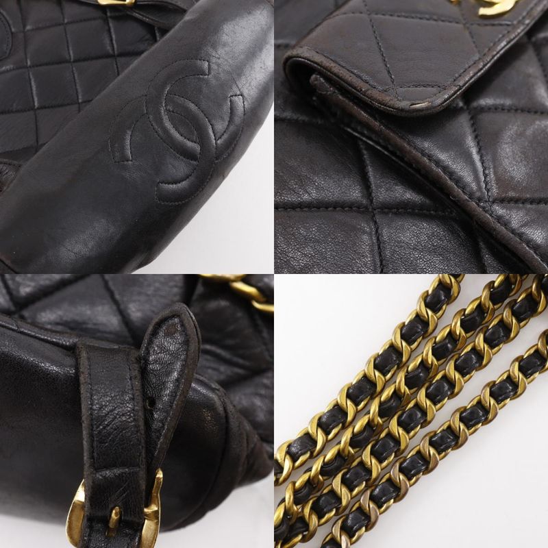 Chanel Matelasse Chain Backpack Coco Mark A10177 Lambskin Black Women's