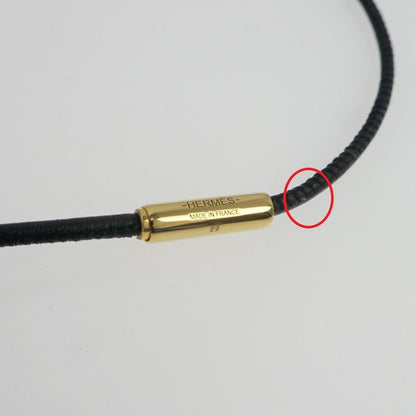 Hermes Esquettle Etrier GM Necklace Pendant Black Gold Hardware