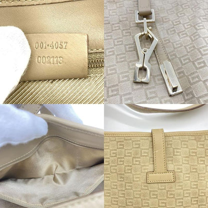 Gucci 001 4057 Shoulder Bag GG Suede Beige One Shoulder Women Men Fashion