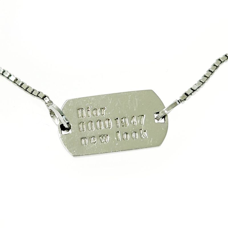 Christian Dior Metal Dog Tag Plate Bracelet Silver 412180 Bracelet