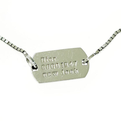 Christian Dior Metal Dog Tag Plate Bracelet Silver 412180 Bracelet