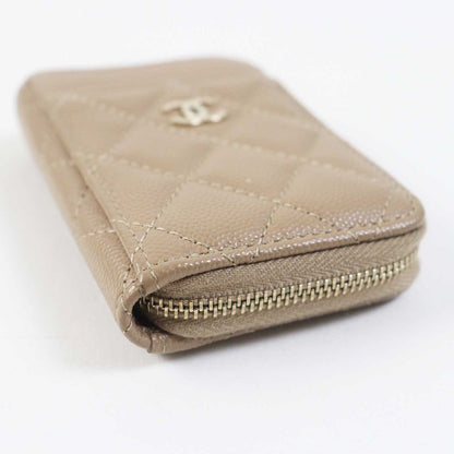 CHANEL Ap1650 Timeless Classic Caviar Skin Coin Purse / Coin Case Beige