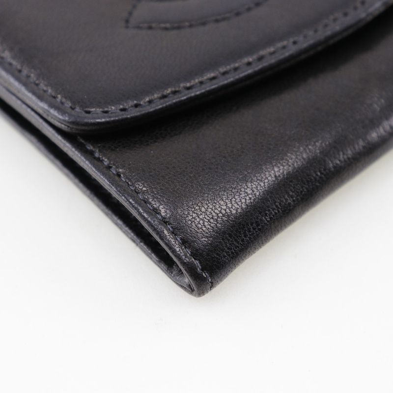 Chanel Coco Mark Vintage Lambskin Black Ladies Coin Case