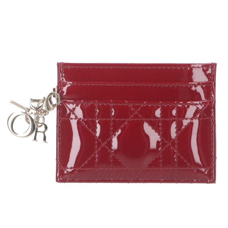 Christian Dior Lady Dior Patent Cannage Card Case Women