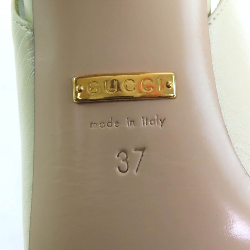 Gucci 572232 Half Moon GG Back Strap Square Toe Leather Pumps Ivory 37 Storage