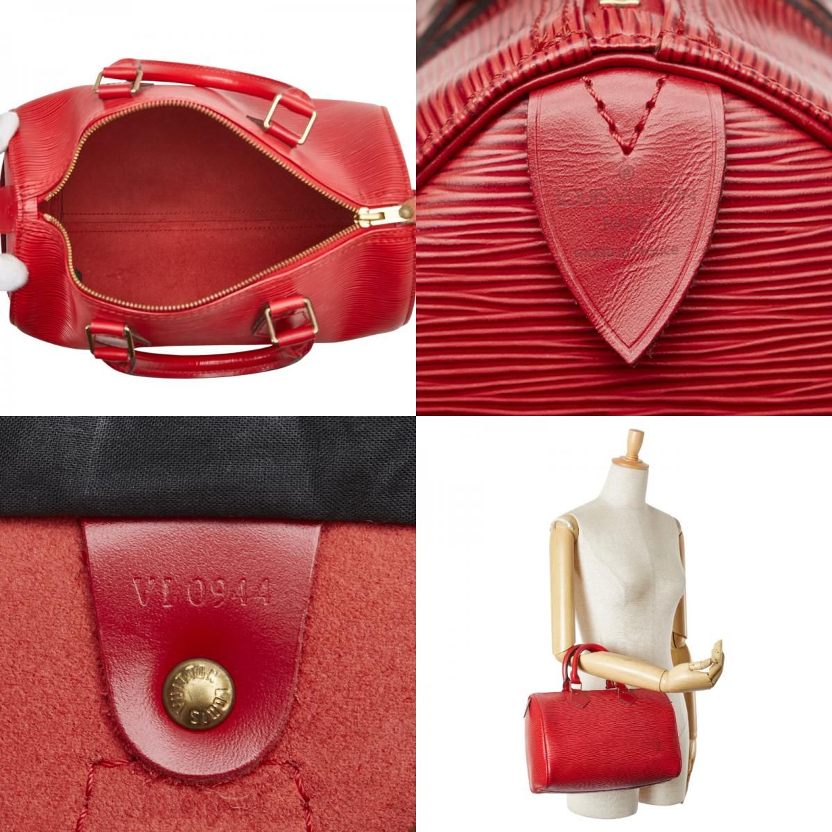 Louis Vuitton Epi Speedy 25 Handbag Mini Boston Bag M59237 Castilian Red