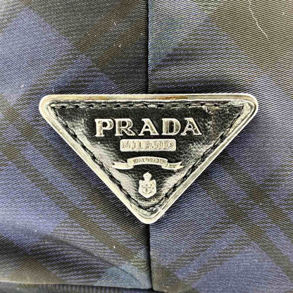 Prada Reversible Tote Shoulder Bag Handbag 2WAY Check Black Green Nylon Women