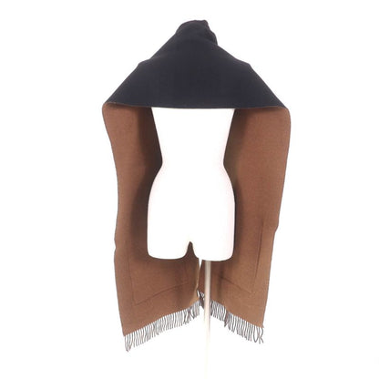 Fendi Fxt252 Cashmere Blend Zucca Pattern Fringe Scarf With Fur Pocket Stole