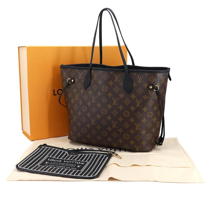 Louis Vuitton Monogram Neverfull Inside Out MM Tote Bag Noir Black M11946 RFID
