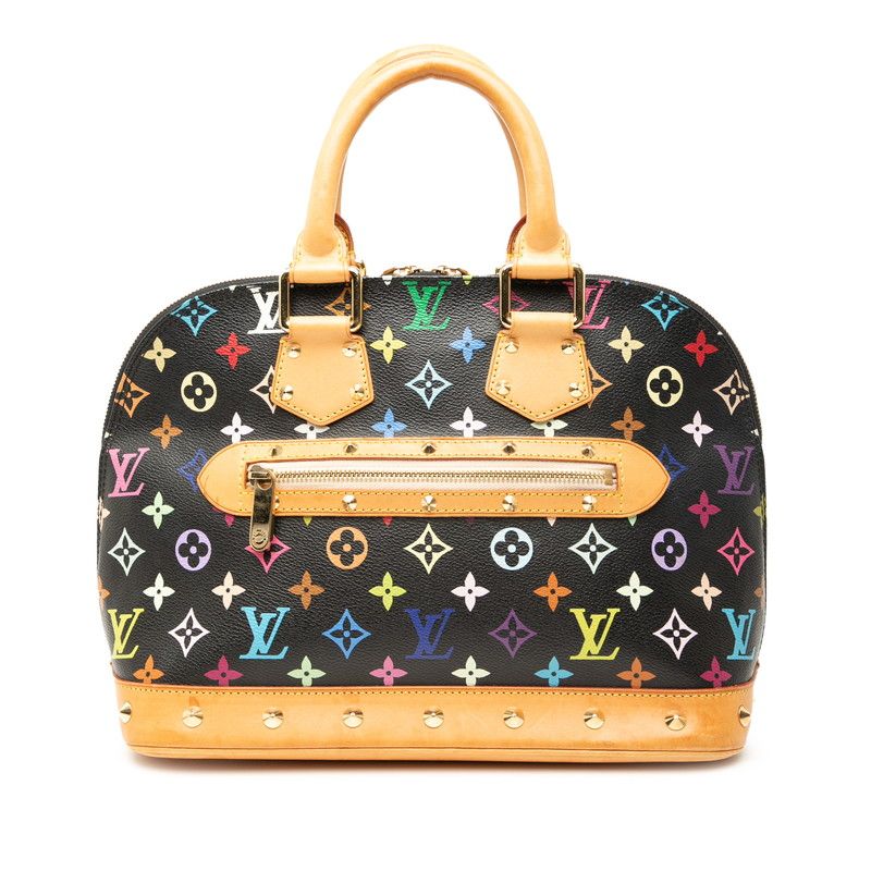 Louis Vuitton Monogram Multicolor Alma M92646 Noir Black PVC Leather Women