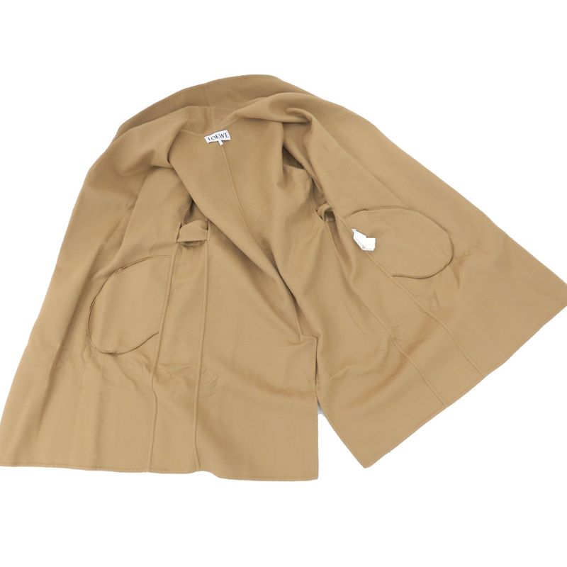 Loewe Wrap Coat Cashmere Wool Beige Camel S359y01x64 Women's Belt 34