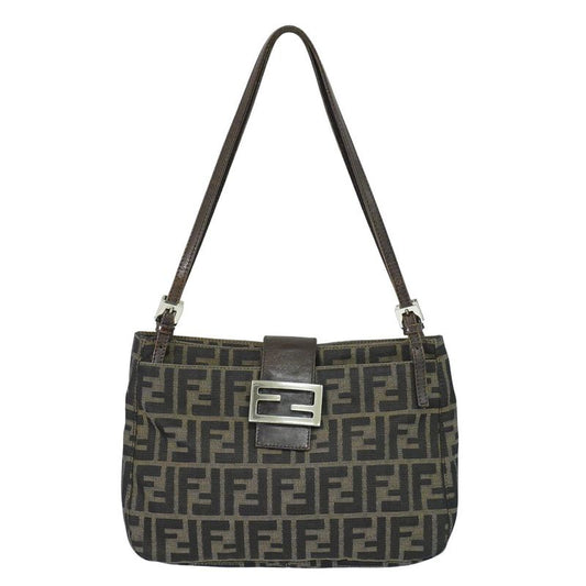 Authentic Fendi Zucca Shoulder Bag Canvas Brown 26728 Zucca Bag Pre-owned
