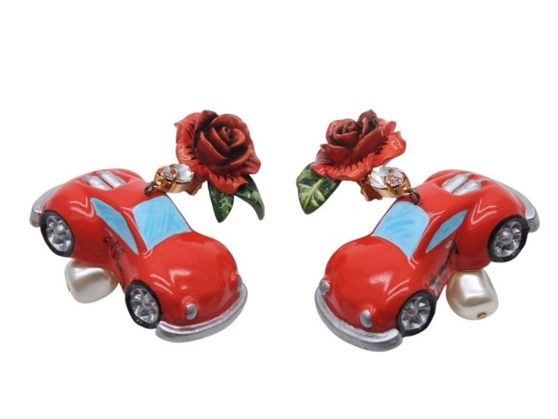 Dolce & Gabbana Earrings Faux Pearl Rhinestone Rose — view 4