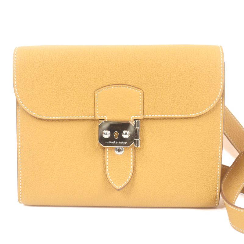 Hermes Sac A Depeches 21 Togo Leather Shoulder Bag Natural Sable W Engraved