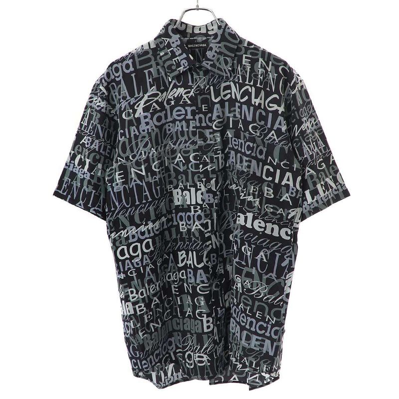 Balenciaga 19ss Logo Silk Shirt 556854 Black 37