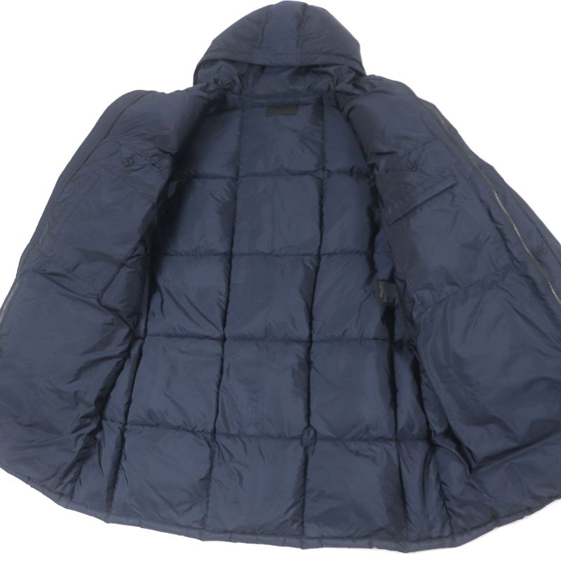 Prada 20AW Sgh047 Triangle Logo Triangle Plate Hooded Double Zip Up Down Coat