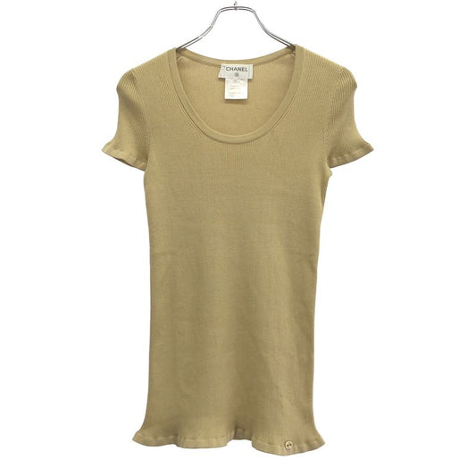 Chanel Ribbed Knit T-Shirt P40396k02922 Beige 42