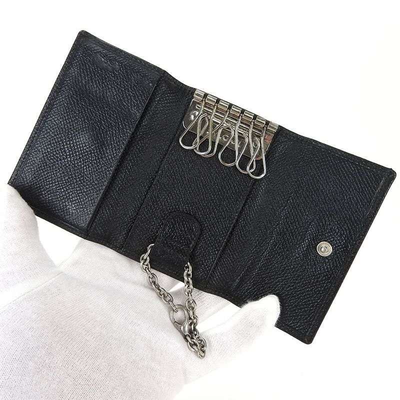 Bulgari Key Case Leather Black - 6 Rings Bvlgari