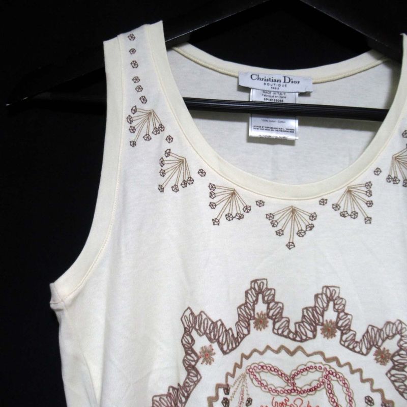 Christian Dior Galliano Period Logo Print Tank Top Sleeveless Cut and Sewn I44
